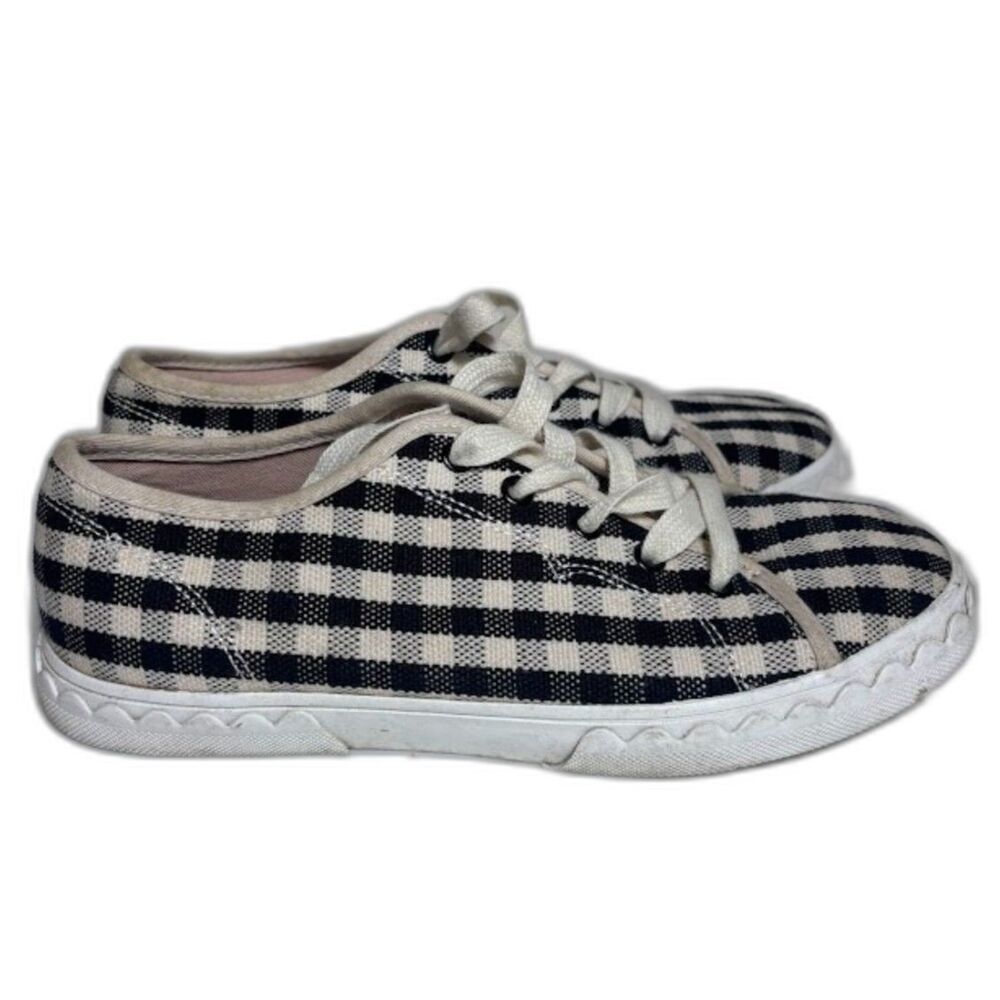 Kate Spade New York Vale sneakers black cream white gingham preppy cute 6